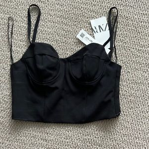 black cropped underwire top